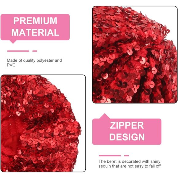 Women Sparkling Sequin Beret Hat Beanie Fashion Costume Accessory Comfortable - Picture 4 of 9